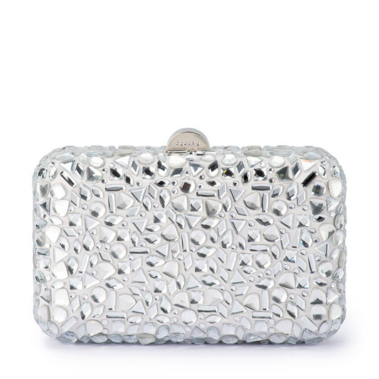 Aviva Crystal Clutch Silver - The Stockroom NZ