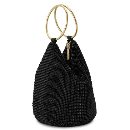 ELLIE CRYSTAL MESH HANDLE BAG - Black - The Stockroom NZ