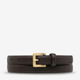 In Your Eyes Belt - Choc Nappa/Gold - The Stockroom NZ