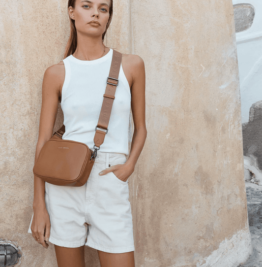 Plunder in Tan with Branded Webbing Strap by Status Anxiety - The Stockroom NZ