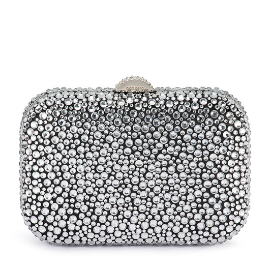 Casey Hotfix Sparkle Clutch - Black/Silver